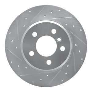 BMW X5 Brake Rotor (1) - Rear Left - R1 Concepts - Drilled & Slotted - Silver - `00-`06